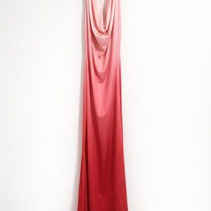 SHEIN Pink to Red Ombre Backless Maxi Dress